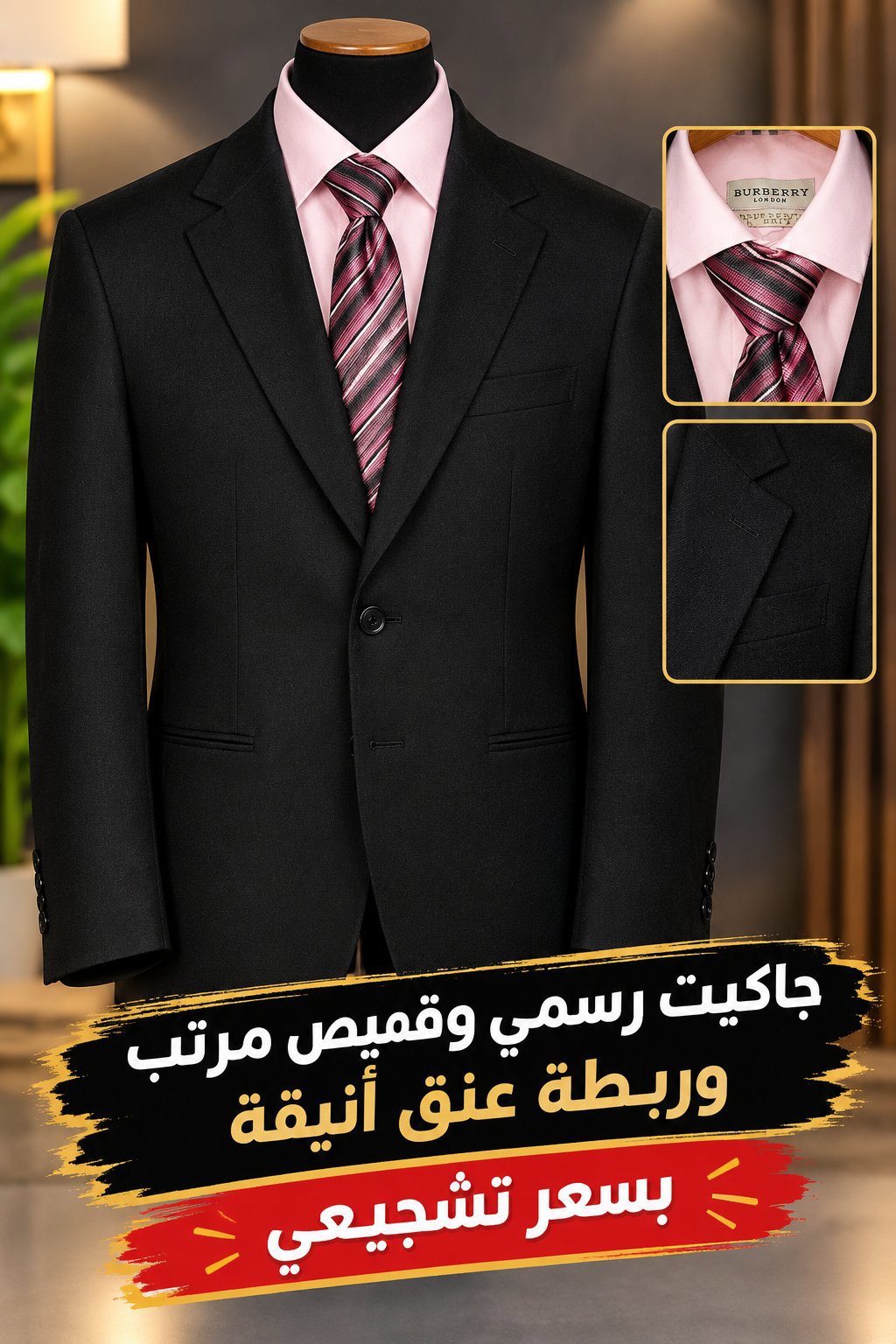 جاكيت رجالي رسمي وقميص مرتب وربطة عنق أنيق بسعر تشجيعي $50 شبه جداد