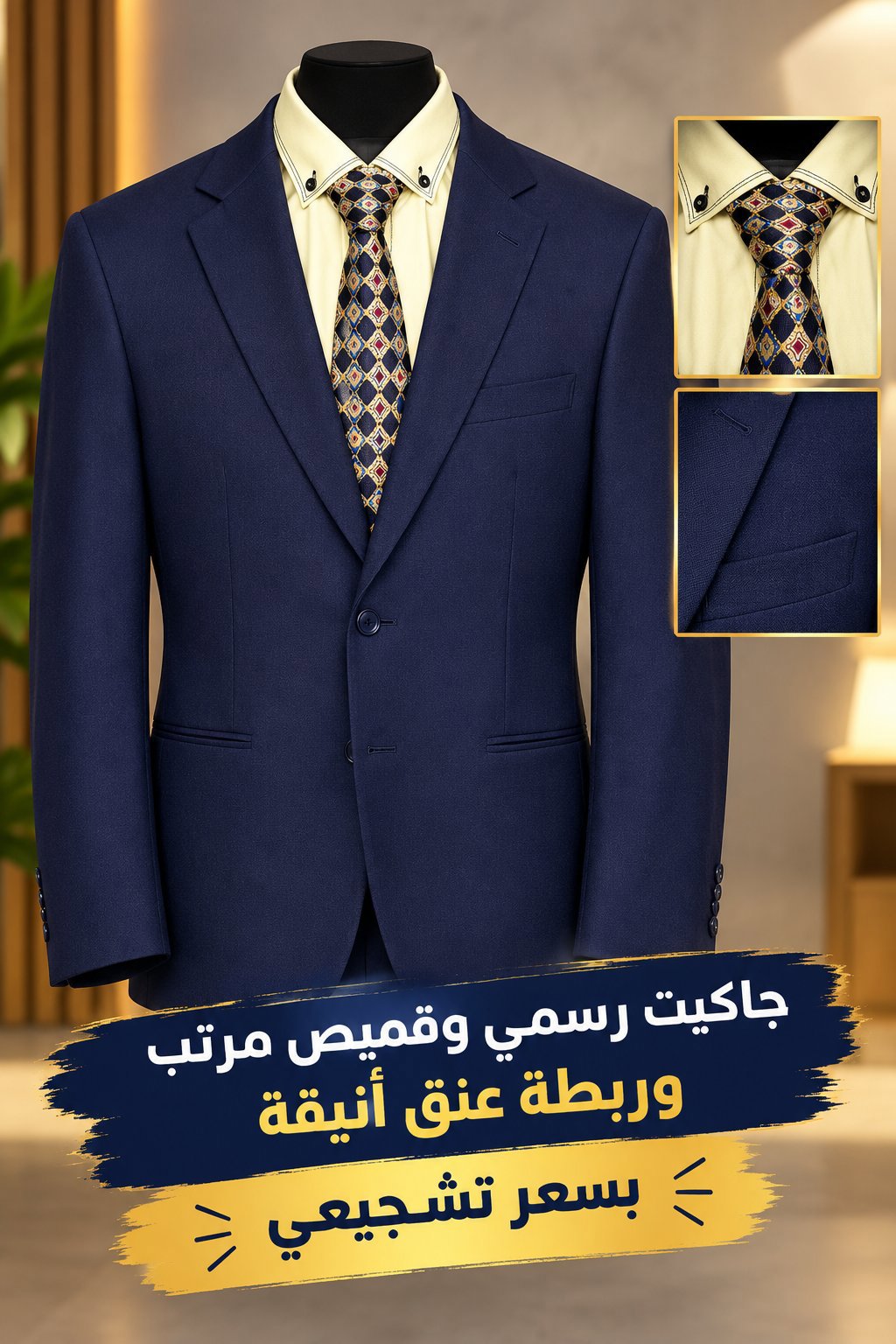 جاكيت رسمي وقميص مرتب وربطة عنق أنيقة شبه جداد بسعر تشجيعي 50$
